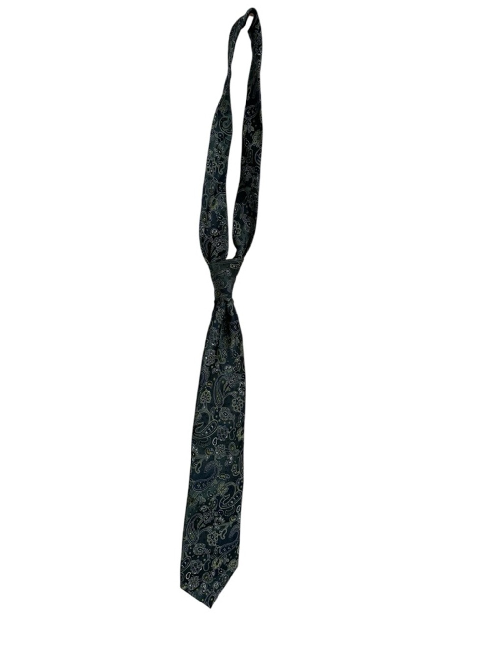 Geoffrey Beene Dark Green Paisley Silk Tie